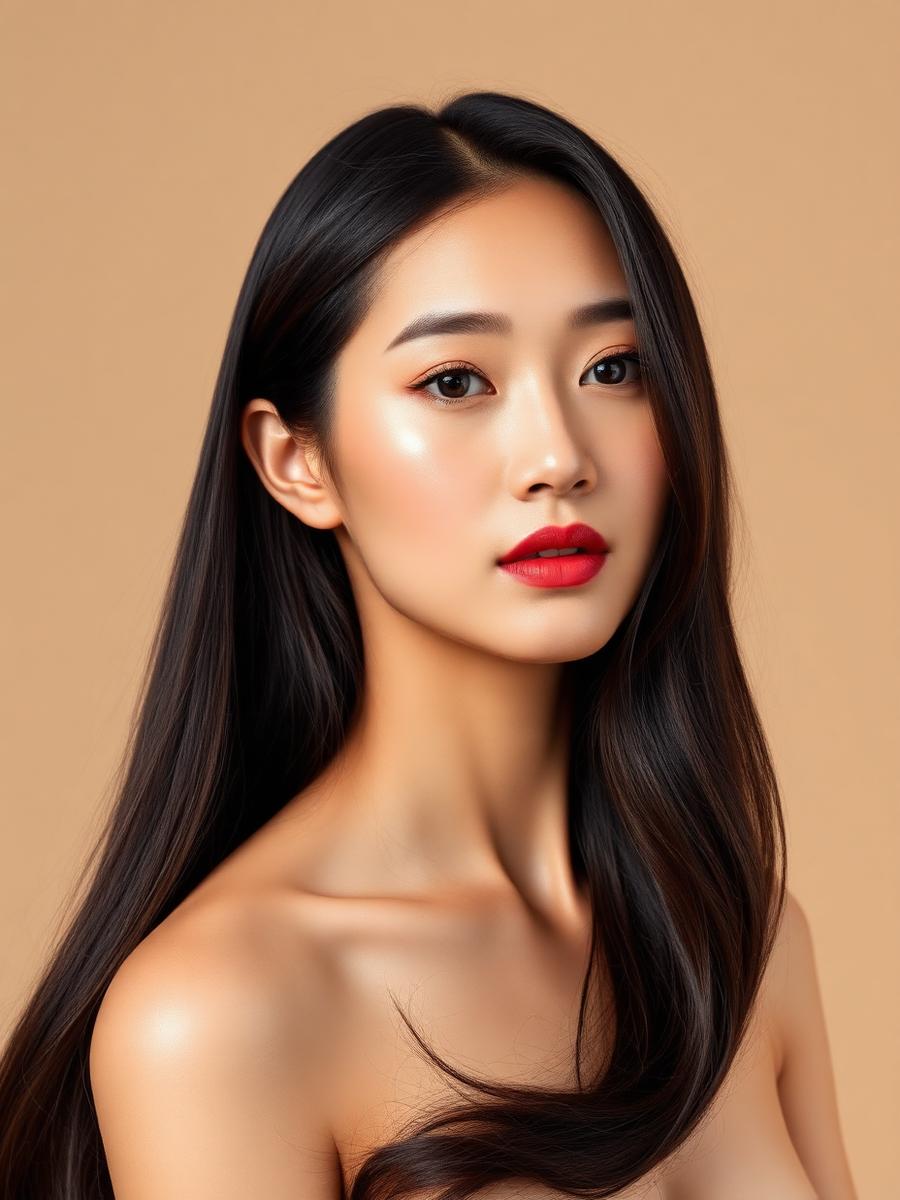 Model with long dark chocolate brown hair